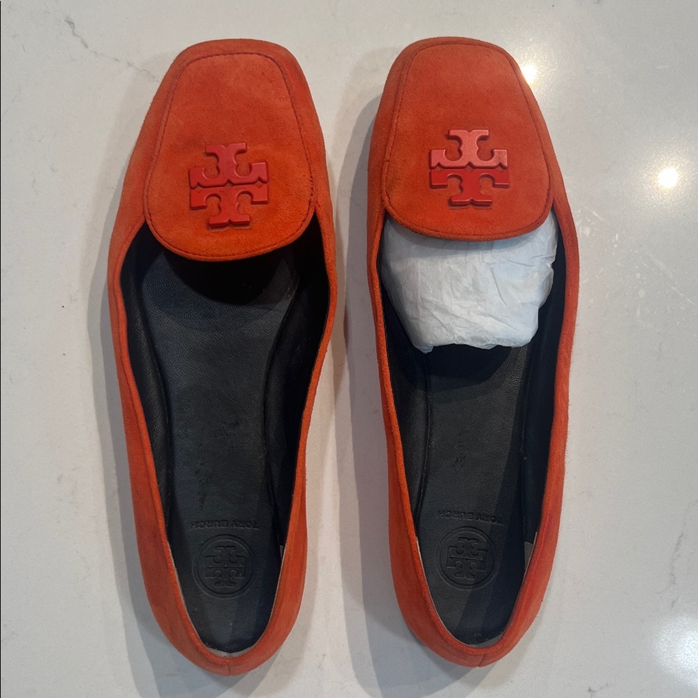 Tory Burch Vibrant Orange Suede Flats - Picture 5 of 6